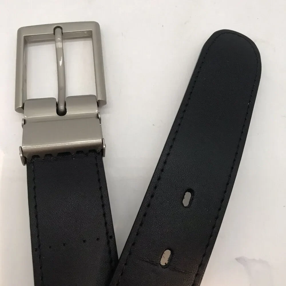 OOBE Black Leather Belt Women's size M 1 1/4” wide 38” long Overall Missing Loop